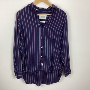 Grayson The Hero Navy Striped Button Down Shirt Size Small